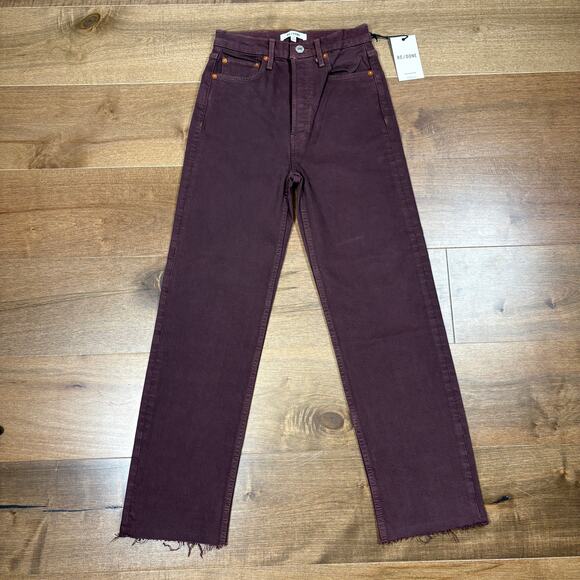 RE/DONE Originals 70s Ultra High Rise Stove Pipe Jeans size 24 Washed Plum NWT - Picture 1 of 9